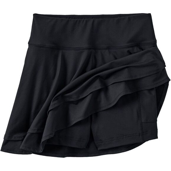 Land's End Plus Size Tulip Hem High Waist Swim Skort bottoms Skirt Black Var - Picture 2 of 9